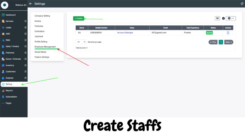 Create Staff